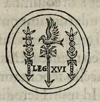 An illustration from Ivsti LipsI De militia romana libri qvinqve : commentarivs ad Polybivm, e parte primâ Historicae facis (1595)