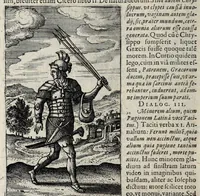 An illustration from Ivsti LipsI De militia romana libri qvinqve : commentarivs ad Polybivm, e parte primâ Historicae facis (1595)