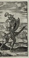 An illustration from Ivsti LipsI De militia romana libri qvinqve : commentarivs ad Polybivm, e parte primâ Historicae facis (1595)