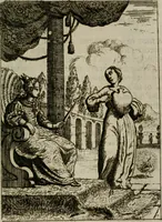 An illustration from Jesus en de ziel : een geestelycke spiegel voor 't gemoed : bestaande uyt veertig aangename en stichtelyke sinne-beelden : vervat in drie deelen (1696)