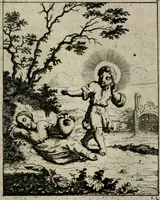 Picture 17 of 42 from Jesus en de ziel : een geestelycke spiegel voor 't gemoed : bestaande uyt veertig aangename en stichtelyke sinne-beelden : vervat in drie deelen (1696), leaf 72