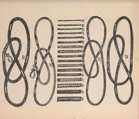 An illustration from The jewellers' book of patterns in hair work : containing a great variety of copper-plate engravings of devices and patterns in hair; suitable for mourning jewellery, brooches, rings, guards, alberts, necklets, lockets, bracelets, miniatures, studs, links, earrings, &c. &c. &c (1864)