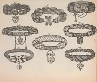 An illustration from The jewellers' book of patterns in hair work : containing a great variety of copper-plate engravings of devices and patterns in hair; suitable for mourning jewellery, brooches, rings, guards, alberts, necklets, lockets, bracelets, miniatures, studs, links, earrings, &c. &c. &c (1864)