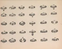 An illustration from The jewellers' book of patterns in hair work : containing a great variety of copper-plate engravings of devices and patterns in hair; suitable for mourning jewellery, brooches, rings, guards, alberts, necklets, lockets, bracelets, miniatures, studs, links, earrings, &c. &c. &c (1864)