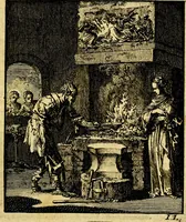 An illustration from Jezus en de ziel : een geestelyke spiegel voor't gemoed, bestaande in veertig aangenaame en stichtelyke zinnebeelden (1714)