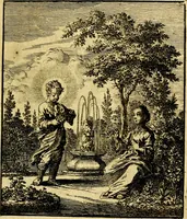 An illustration from Jezus en de ziel : een geestelyke spiegel voor't gemoed, bestaande in veertig aangenaame en stichtelyke zinnebeelden (1714)