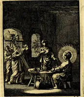 An illustration from Jezus en de ziel : een geestelyke spiegel voor't gemoed, bestaande in veertig aangenaame en stichtelyke zinnebeelden (1714)