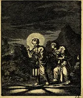 An illustration from Jezus en de ziel : een geestelyke spiegel voor't gemoed, bestaande in veertig aangenaame en stichtelyke zinnebeelden (1714)