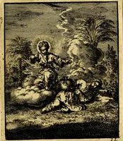 An illustration from Jezus en de ziel : een geestelyke spiegel voor't gemoed, bestaande in veertig aangenaame en stichtelyke zinnebeelden (1714)