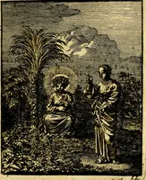 An illustration from Jezus en de ziel : een geestelyke spiegel voor't gemoed, bestaande in veertig aangenaame en stichtelyke zinnebeelden (1714)