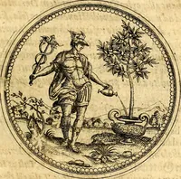 An illustration from Joachimi Camerarii Symbolorvm et emblematvm centvriæ tres. I. Ex herbis & stirpibus. II. Ex animalibus quadrupedibus. III. Ex volatilibus & insectis. Accessit noviter centvria IV. Ex aquatilibus & reptilibus. Cvm figvris æneis (1605)