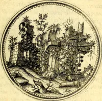 An illustration from Joachimi Camerarii Symbolorvm et emblematvm centvriæ tres. I. Ex herbis & stirpibus. II. Ex animalibus quadrupedibus. III. Ex volatilibus & insectis. Accessit noviter centvria IV. Ex aquatilibus & reptilibus. Cvm figvris æneis (1605)