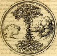An illustration from Joachimi Camerarii Symbolorvm et emblematvm centvriæ tres. I. Ex herbis & stirpibus. II. Ex animalibus quadrupedibus. III. Ex volatilibus & insectis. Accessit noviter centvria IV. Ex aquatilibus & reptilibus. Cvm figvris æneis (1605)
