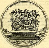 An illustration from Joachimi Camerarii Symbolorvm et emblematvm centvriæ tres. I. Ex herbis & stirpibus. II. Ex animalibus quadrupedibus. III. Ex volatilibus & insectis. Accessit noviter centvria IV. Ex aquatilibus & reptilibus. Cvm figvris æneis (1605)