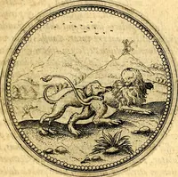 An illustration from Joachimi Camerarii Symbolorvm et emblematvm centvriæ tres. I. Ex herbis & stirpibus. II. Ex animalibus quadrupedibus. III. Ex volatilibus & insectis. Accessit noviter centvria IV. Ex aquatilibus & reptilibus. Cvm figvris æneis (1605)