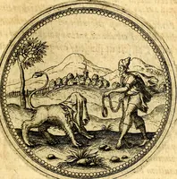 An illustration from Joachimi Camerarii Symbolorvm et emblematvm centvriæ tres. I. Ex herbis & stirpibus. II. Ex animalibus quadrupedibus. III. Ex volatilibus & insectis. Accessit noviter centvria IV. Ex aquatilibus & reptilibus. Cvm figvris æneis (1605)