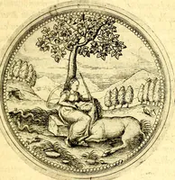 An illustration from Joachimi Camerarii Symbolorvm et emblematvm centvriæ tres. I. Ex herbis & stirpibus. II. Ex animalibus quadrupedibus. III. Ex volatilibus & insectis. Accessit noviter centvria IV. Ex aquatilibus & reptilibus. Cvm figvris æneis (1605)