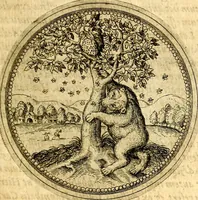 An illustration from Joachimi Camerarii Symbolorvm et emblematvm centvriæ tres. I. Ex herbis & stirpibus. II. Ex animalibus quadrupedibus. III. Ex volatilibus & insectis. Accessit noviter centvria IV. Ex aquatilibus & reptilibus. Cvm figvris æneis (1605)