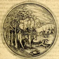 Picture 194 of 302 from Joachimi Camerarii Symbolorvm et emblematvm centvriæ tres. I. Ex herbis & stirpibus. II. Ex animalibus quadrupedibus. III. Ex volatilibus & insectis. Accessit noviter centvria IV. Ex aquatilibus & reptilibus. Cvm figvris æneis (1605), leaf 258
