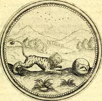 Picture 209 of 302 from Joachimi Camerarii Symbolorvm et emblematvm centvriæ tres. I. Ex herbis & stirpibus. II. Ex animalibus quadrupedibus. III. Ex volatilibus & insectis. Accessit noviter centvria IV. Ex aquatilibus & reptilibus. Cvm figvris æneis (1605), leaf 280