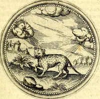 An illustration from Joachimi Camerarii Symbolorvm et emblematvm centvriæ tres. I. Ex herbis & stirpibus. II. Ex animalibus quadrupedibus. III. Ex volatilibus & insectis. Accessit noviter centvria IV. Ex aquatilibus & reptilibus. Cvm figvris æneis (1605)