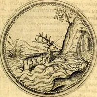 An illustration from Joachimi Camerarii Symbolorvm et emblematvm centvriæ tres. I. Ex herbis & stirpibus. II. Ex animalibus quadrupedibus. III. Ex volatilibus & insectis. Accessit noviter centvria IV. Ex aquatilibus & reptilibus. Cvm figvris æneis (1605)