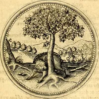 An illustration from Joachimi Camerarii Symbolorvm et emblematvm centvriæ tres. I. Ex herbis & stirpibus. II. Ex animalibus quadrupedibus. III. Ex volatilibus & insectis. Accessit noviter centvria IV. Ex aquatilibus & reptilibus. Cvm figvris æneis (1605)