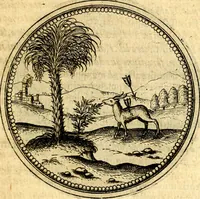 An illustration from Joachimi Camerarii Symbolorvm et emblematvm centvriæ tres. I. Ex herbis & stirpibus. II. Ex animalibus quadrupedibus. III. Ex volatilibus & insectis. Accessit noviter centvria IV. Ex aquatilibus & reptilibus. Cvm figvris æneis (1605)