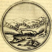 An illustration from Joachimi Camerarii Symbolorvm et emblematvm centvriæ tres. I. Ex herbis & stirpibus. II. Ex animalibus quadrupedibus. III. Ex volatilibus & insectis. Accessit noviter centvria IV. Ex aquatilibus & reptilibus. Cvm figvris æneis (1605)
