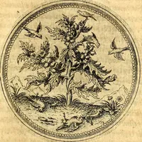 An illustration from Joachimi Camerarii Symbolorvm et emblematvm centvriæ tres. I. Ex herbis & stirpibus. II. Ex animalibus quadrupedibus. III. Ex volatilibus & insectis. Accessit noviter centvria IV. Ex aquatilibus & reptilibus. Cvm figvris æneis (1605)