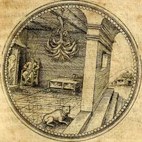 An illustration from Joachimi Camerarii Symbolorvm et emblematvm centvriæ tres. I. Ex herbis & stirpibus. II. Ex animalibus quadrupedibus. III. Ex volatilibus & insectis. Accessit noviter centvria IV. Ex aquatilibus & reptilibus. Cvm figvris æneis (1605)