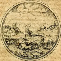 An illustration from Joachimi Camerarii Symbolorvm et emblematvm centvriæ tres. I. Ex herbis & stirpibus. II. Ex animalibus quadrupedibus. III. Ex volatilibus & insectis. Accessit noviter centvria IV. Ex aquatilibus & reptilibus. Cvm figvris æneis (1605)