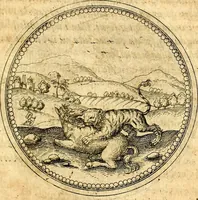 Picture 221 of 591 from Joachimi Camerarii Symbolorvm et emblematvm centvriæ tres. I. Ex herbis & stirpibus. II. Ex animalibus quadrupedibus. III. Ex volatilibus & insectis. Accessit noviter centvria IV. Ex aquatilibus & reptilibus. Cvm figvris æneis (1605), leaf 284