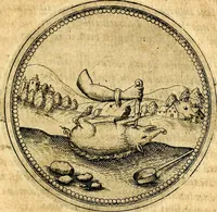 Picture 242 of 591 from Joachimi Camerarii Symbolorvm et emblematvm centvriæ tres. I. Ex herbis & stirpibus. II. Ex animalibus quadrupedibus. III. Ex volatilibus & insectis. Accessit noviter centvria IV. Ex aquatilibus & reptilibus. Cvm figvris æneis (1605), leaf 310
