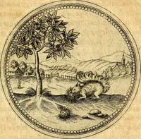 An illustration from Joachimi Camerarii Symbolorvm et emblematvm centvriæ tres. I. Ex herbis & stirpibus. II. Ex animalibus quadrupedibus. III. Ex volatilibus & insectis. Accessit noviter centvria IV. Ex aquatilibus & reptilibus. Cvm figvris æneis (1605)