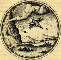 An illustration from Joachimi Camerarii Symbolorvm et emblematvm centvriæ tres. I. Ex herbis & stirpibus. II. Ex animalibus quadrupedibus. III. Ex volatilibus & insectis. Accessit noviter centvria IV. Ex aquatilibus & reptilibus. Cvm figvris æneis (1605)