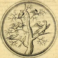 An illustration from Joachimi Camerarii Symbolorvm et emblematvm centvriæ tres. I. Ex herbis & stirpibus. II. Ex animalibus quadrupedibus. III. Ex volatilibus & insectis. Accessit noviter centvria IV. Ex aquatilibus & reptilibus. Cvm figvris æneis (1605)