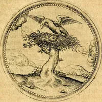 An illustration from Joachimi Camerarii Symbolorvm et emblematvm centvriæ tres. I. Ex herbis & stirpibus. II. Ex animalibus quadrupedibus. III. Ex volatilibus & insectis. Accessit noviter centvria IV. Ex aquatilibus & reptilibus. Cvm figvris æneis (1605)