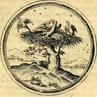 An illustration from Joachimi Camerarii Symbolorvm et emblematvm centvriæ tres. I. Ex herbis & stirpibus. II. Ex animalibus quadrupedibus. III. Ex volatilibus & insectis. Accessit noviter centvria IV. Ex aquatilibus & reptilibus. Cvm figvris æneis (1605)