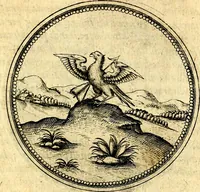 An illustration from Joachimi Camerarii Symbolorvm et emblematvm centvriæ tres. I. Ex herbis & stirpibus. II. Ex animalibus quadrupedibus. III. Ex volatilibus & insectis. Accessit noviter centvria IV. Ex aquatilibus & reptilibus. Cvm figvris æneis (1605)