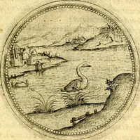 An illustration from Joachimi Camerarii Symbolorvm et emblematvm centvriæ tres. I. Ex herbis & stirpibus. II. Ex animalibus quadrupedibus. III. Ex volatilibus & insectis. Accessit noviter centvria IV. Ex aquatilibus & reptilibus. Cvm figvris æneis (1605)