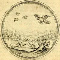 An illustration from Joachimi Camerarii Symbolorvm et emblematvm centvriæ tres. I. Ex herbis & stirpibus. II. Ex animalibus quadrupedibus. III. Ex volatilibus & insectis. Accessit noviter centvria IV. Ex aquatilibus & reptilibus. Cvm figvris æneis (1605)