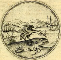 An illustration from Joachimi Camerarii Symbolorvm et emblematvm centvriæ tres. I. Ex herbis & stirpibus. II. Ex animalibus quadrupedibus. III. Ex volatilibus & insectis. Accessit noviter centvria IV. Ex aquatilibus & reptilibus. Cvm figvris æneis (1605)