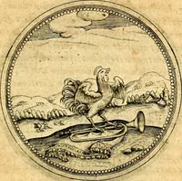 An illustration from Joachimi Camerarii Symbolorvm et emblematvm centvriæ tres. I. Ex herbis & stirpibus. II. Ex animalibus quadrupedibus. III. Ex volatilibus & insectis. Accessit noviter centvria IV. Ex aquatilibus & reptilibus. Cvm figvris æneis (1605)