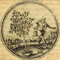 An illustration from Joachimi Camerarii Symbolorvm et emblematvm centvriæ tres. I. Ex herbis & stirpibus. II. Ex animalibus quadrupedibus. III. Ex volatilibus & insectis. Accessit noviter centvria IV. Ex aquatilibus & reptilibus. Cvm figvris æneis (1605)