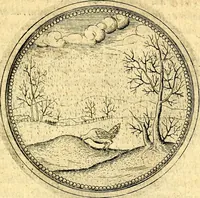 An illustration from Joachimi Camerarii Symbolorvm et emblematvm centvriæ tres. I. Ex herbis & stirpibus. II. Ex animalibus quadrupedibus. III. Ex volatilibus & insectis. Accessit noviter centvria IV. Ex aquatilibus & reptilibus. Cvm figvris æneis (1605)