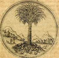 An illustration from Joachimi Camerarii Symbolorvm et emblematvm centvriæ tres. I. Ex herbis & stirpibus. II. Ex animalibus quadrupedibus. III. Ex volatilibus & insectis. Accessit noviter centvria IV. Ex aquatilibus & reptilibus. Cvm figvris æneis (1605)