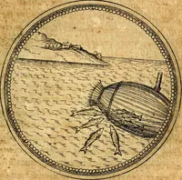 An illustration from Joachimi Camerarii Symbolorvm et emblematvm centvriæ tres. I. Ex herbis & stirpibus. II. Ex animalibus quadrupedibus. III. Ex volatilibus & insectis. Accessit noviter centvria IV. Ex aquatilibus & reptilibus. Cvm figvris æneis (1605)