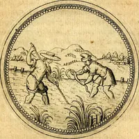An illustration from Joachimi Camerarii Symbolorvm et emblematvm centvriæ tres. I. Ex herbis & stirpibus. II. Ex animalibus quadrupedibus. III. Ex volatilibus & insectis. Accessit noviter centvria IV. Ex aquatilibus & reptilibus. Cvm figvris æneis (1605)