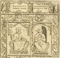 An illustration from Joannis Ciampini Romani, magistri brevium gratiae ... Opera, in tres tomos distributa : acesserunt eiusdem Ciampini opuscula quaedam selectiora : item appendix, seu notae, in quibus nonnulla post eius obitum innovata recensentur : ac demum auctoris vita, nunc primùm ipsius operibus addita (1747)